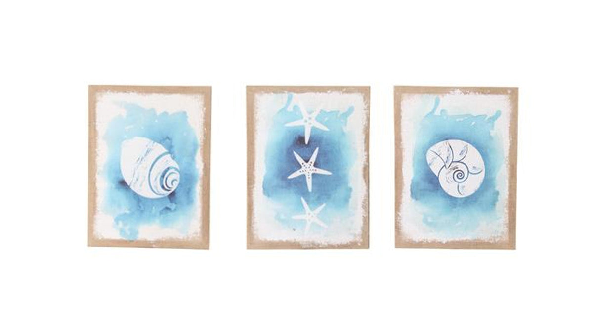 Wall art shells linen 29x39x2.5cm multi