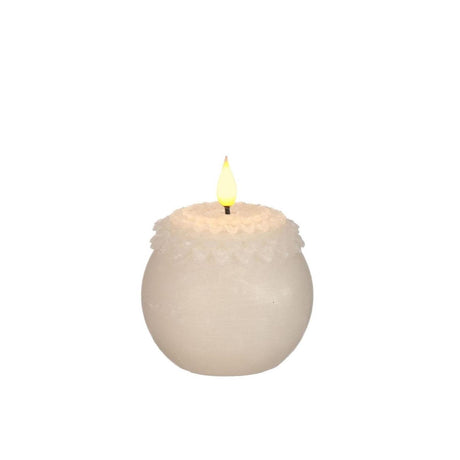 Ideas 4 Seasons Świeca LED z woskiem i kwiatem perłowym w kolorze kremowym ø9xw12cm