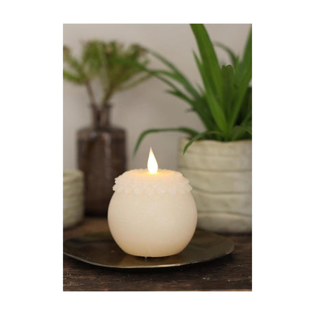 Ideas 4 Seasons Świeca LED z woskiem i kwiatem perłowym w kolorze kremowym ø9xw12cm