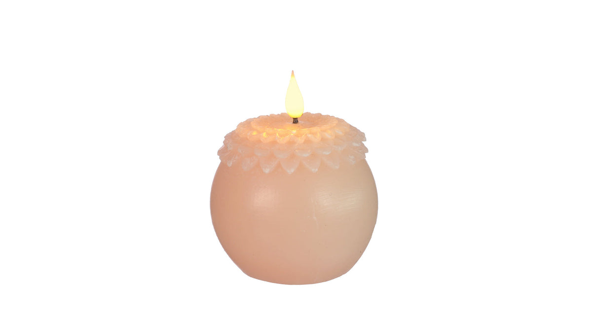 Led wax bloem parel ø9 h.12 cm wit roze met timer