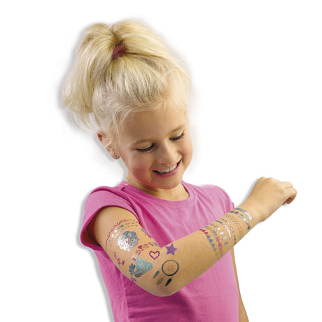 Ses Creative - hobby różowy - tatuaże glamour 3 w 1 - rękodzieło dla dziewcząt - biodegradowalne - od 5 lat