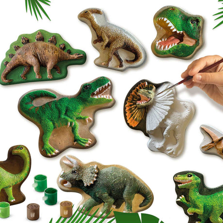 Ses Creative - odlewanie i malowanie - świat dinozaurów - szybkoschnący - z formami, gipsem, farbą, pędzlem, szpatułką i gąbką - rękodzieło dla chłopców - zabawki dinozaurów