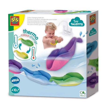 Ses kreatywny - małe talenty - zabawki do kąpieli Montessori - zmieniające kolor rybki w rzędzie - 3 sztuki - wiele możliwości zabawy - zmienia kolor w zależności od temperatury wody - zabawka 1 rok