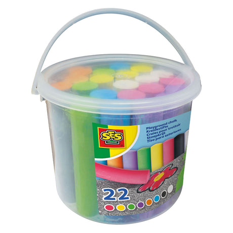 Ses Creative ses - wiaderko na kredę chodnikową - 22 sztuki - 8 kolorów w tym czarny - pobudza kreatywność