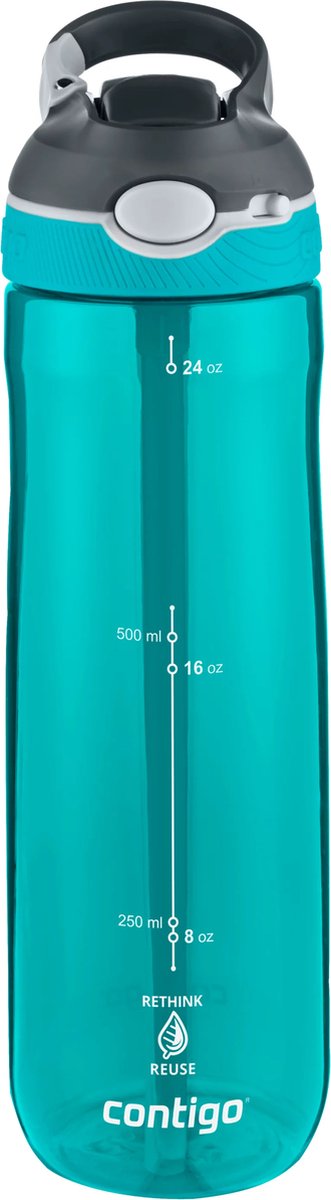 Contigo Ashland butelka na wodę ze słomką z automatyczną wylewką | duża butelka do picia bez BPA o pojemności 720 ml | butelka sportowa | szczelna butelka do picia | idealny do szkoły, na siłownię, na rower, do biegania, na spacery | nurkowanie