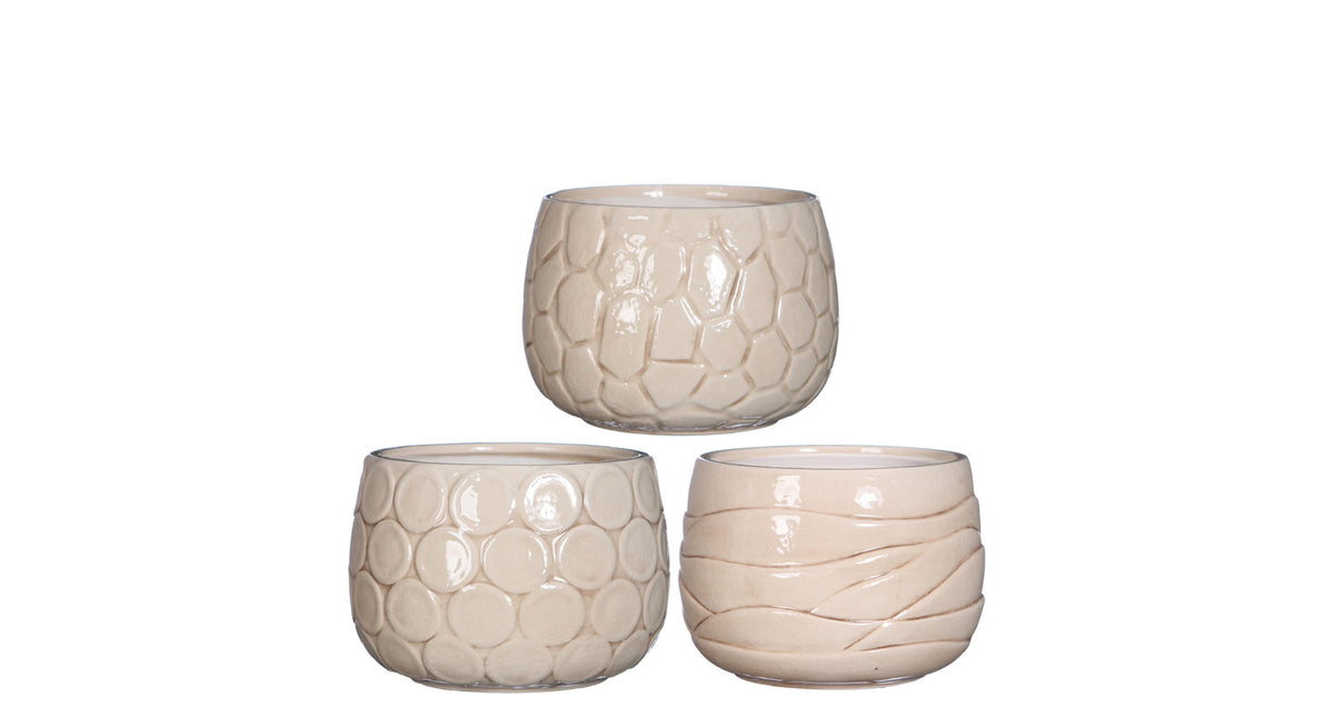 Pot mila crackle glazuur ø12 h.10 cm crème 3 assortie