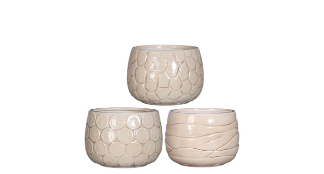 Pot mila crackle glazuur ø12 h.10 cm crème 3 assortie