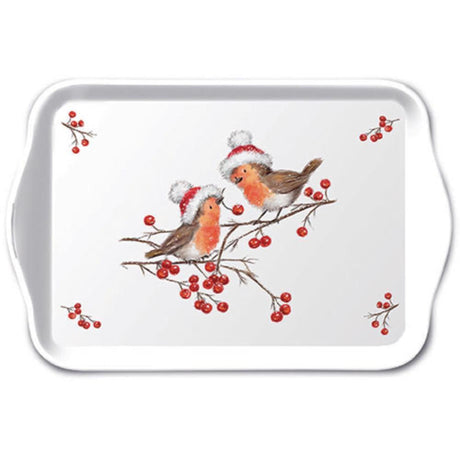Taca Ambiente z melaminy 13x21cm świąteczne rudziki biała