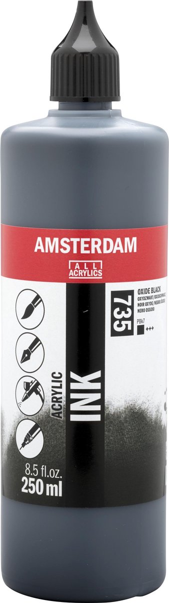 Butelka z tuszem akrylowym Amsterdam 250 ml oxydblack 735
