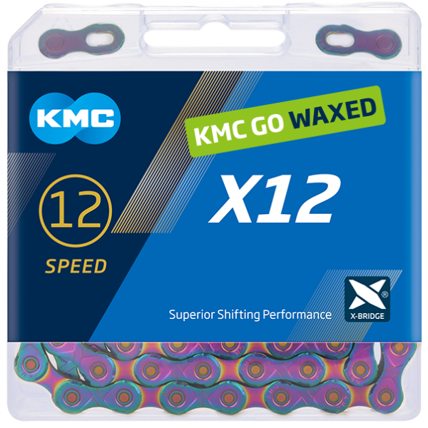 Łańcuch Kmc x12 12v 126l woskowany aurora niebieski
