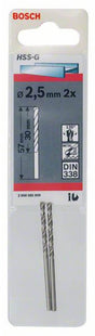 Bosch - metaalboren hss-g, standard 2,5 x 30 x 57 mm