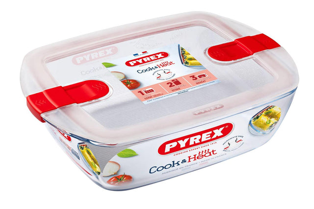 Prostokątne naczynie do gotowania Pyrex z pokrywką 1,1 l 23x15x6cm
