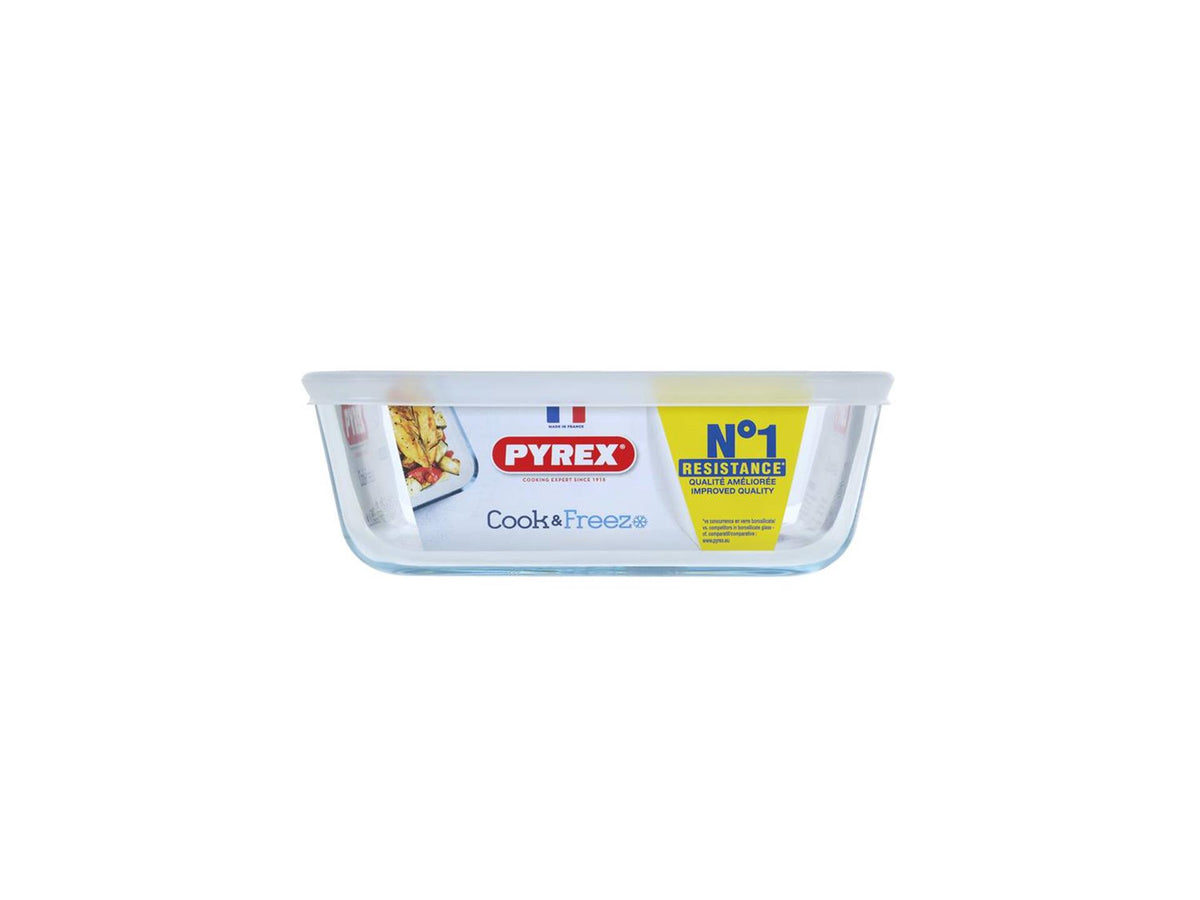 Pyrex Cook Freeze kwadratowa szklana miska z pokrywką 2l 20x22cm