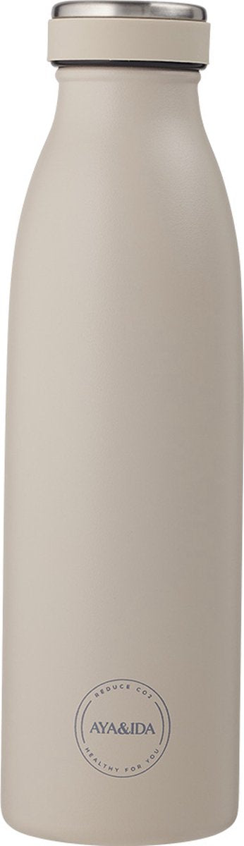 Aya ida - drinking bottle - thermosfles - waterfles - 500ml - cream beige