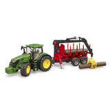 Bruder traktor John Deere 7r 350 z przyczepą drzewną