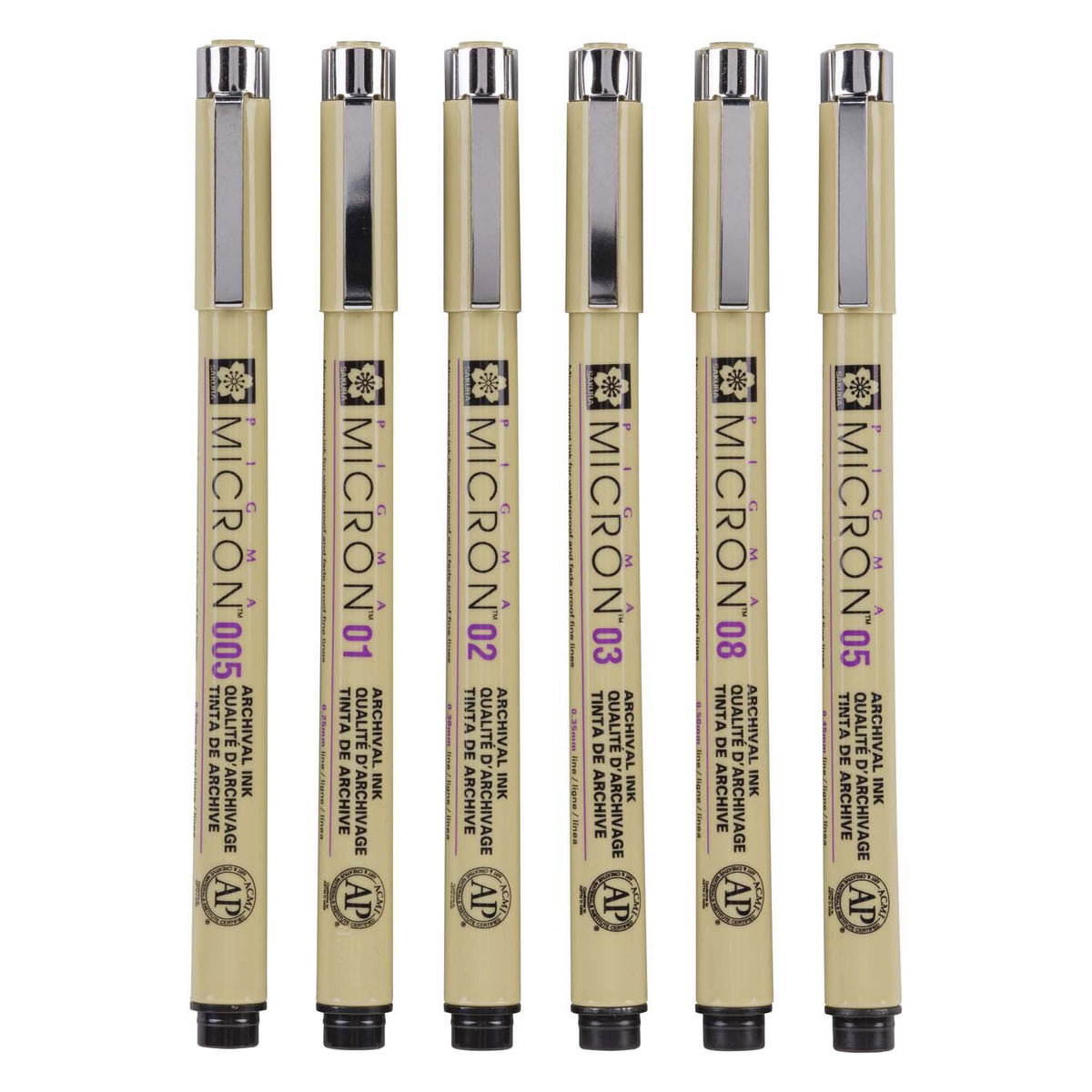 Piórnik Sakura pigma micron 01 w 6 podstawowych kolorach