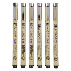 Piórnik Sakura pigma micron 01 w 6 podstawowych kolorach