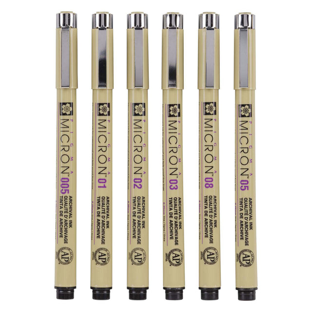 Piórnik Sakura pigma micron 01 w 6 podstawowych kolorach