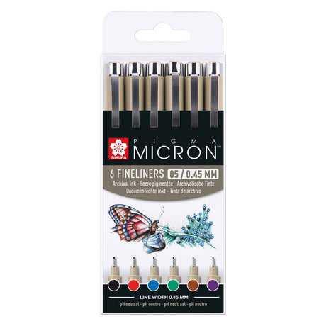 Piórnik Sakura pigma micron 05 w 6 podstawowych kolorach