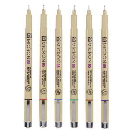 Piórnik Sakura pigma micron 05 w 6 podstawowych kolorach