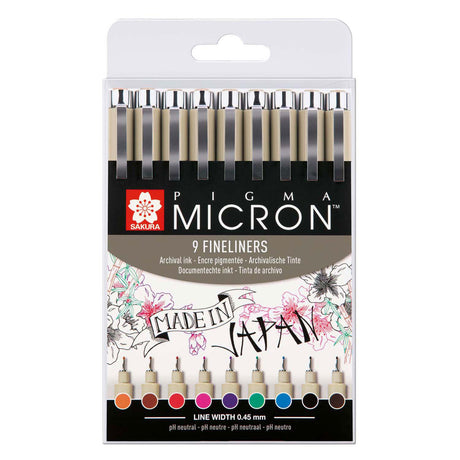 Etui na cienkopisy Sakura pigma micron 05 - 9 kolorów - 0,45mm