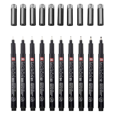 Sakura • Zestaw pigma micron black Edition + gratis etui | 10 długopisów, czarne