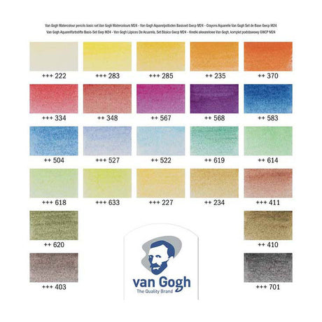 Podstawowy zestaw kredek akwarelowych Bruynzeel van Gogh w 24 kolorach