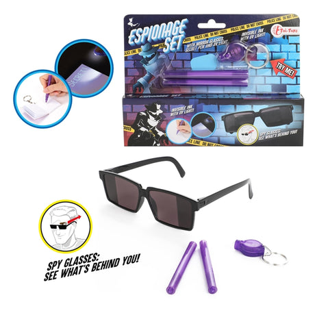 Toi-toys Zestaw szpiegowski do zabawek - lustrzane okulary + sekretny długopis i lampka