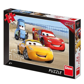 Puzzle Dinotoys Dino - Samochody Disney Pixar na plaży - 24 elementy