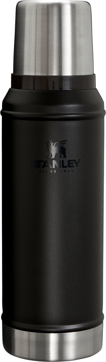 Klasyczny legendarny termos Stanley 750 ml - utrzymuje ciepło lub zimno przez 20 godzin - szczelny - można myć w zmywarce - nie zawiera BPA - na kawę, herbatę i nie tylko - termos ze stali nierdzewnej - czarny 2.0