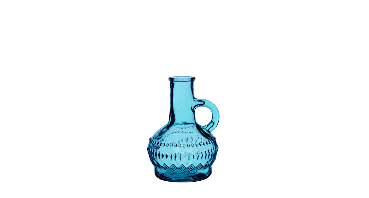 Lille fles glas h.10 ø6 cm oceaanblauw