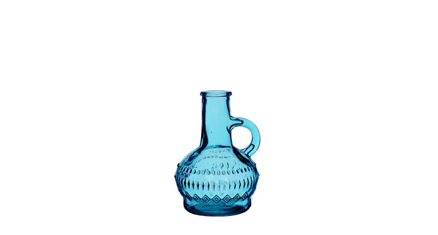 Lille fles glas h.10 ø6 cm oceaanblauw