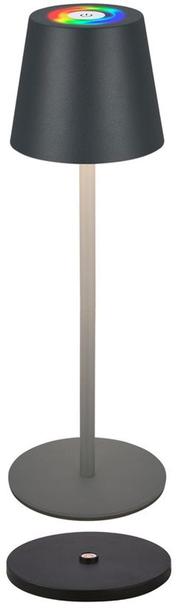 B.k.licht briloner cilano - lampa stołowa rgbw z możliwością ładowania - lampa bezprzewodowa - możliwość przyciemniania - do użytku na zewnątrz i wewnątrz - ze stacją ładującą - 36 x ø10,5 cm - antracyt