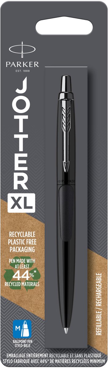 Długopis Parker Jotter XL | monochromatyczny matowy czarny | punkt średni | niebieski atrament