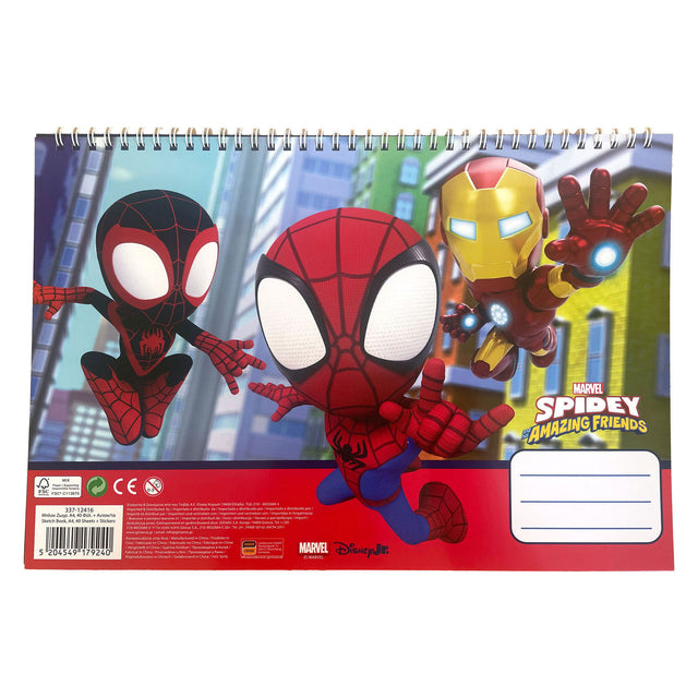 Spidey schetsboek a4 spiraal - 40 vellen met stickers