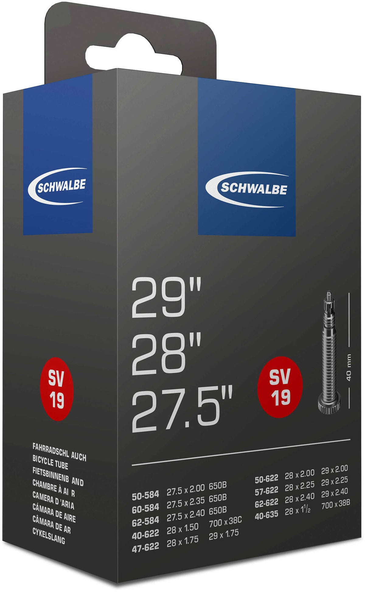 Dętka Schwalbe #19 40 62-584 635 sv40 autom