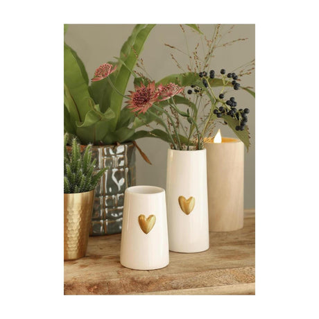 Ideas 4 seasons vaas wit met goudenhart ø6 h.9 cm keramiek