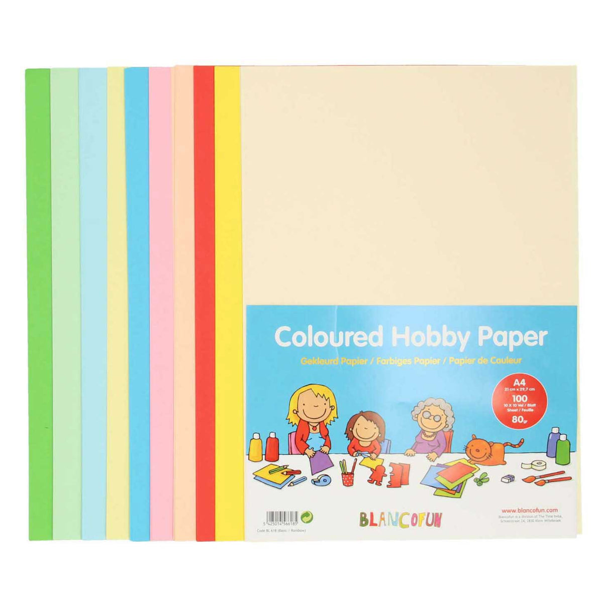 Papier hobbystyczny kolorowy a4, 80 gramów, 100 ark