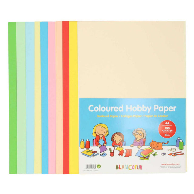 Papier hobbystyczny kolorowy a4, 80 gramów, 100 ark