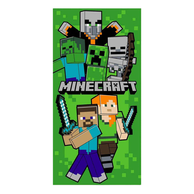 Ręcznik plażowy Minecraft zielony - 70x140 cm