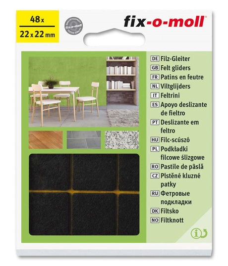 Szybowiec filcowy Fix-o-moll 22x22mm 48 sztuk brązowy