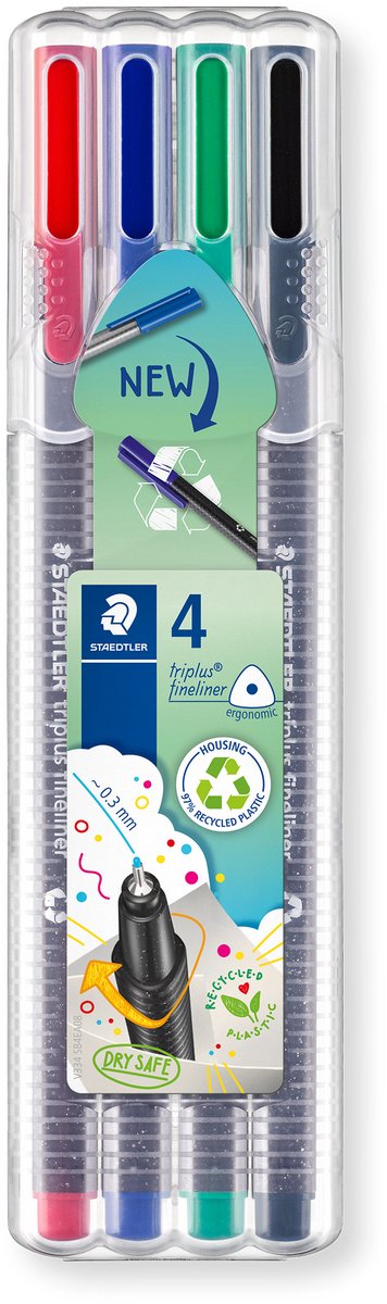 Cienkopis Staedtler tripleplus 334 - pudełko z 4 kolorami
