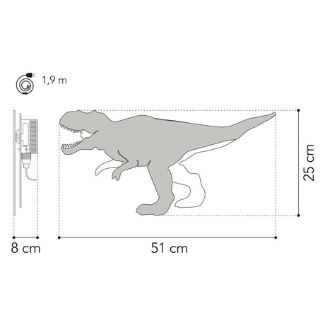 Z tjalle i jaspisu - kinkiet dinozaur t-rex - drewno