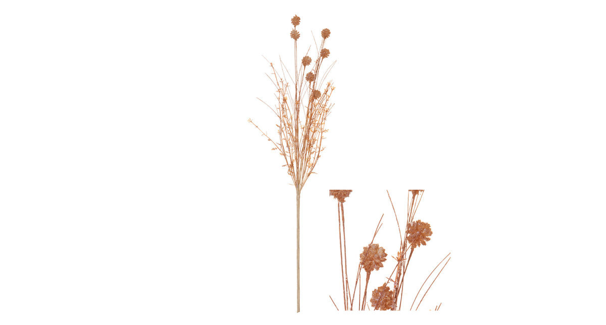 Stem pompom tree flower w glitter 10x10x58cm copper