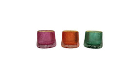 Tealight holder glass castro 3 assorti d8 h7cm