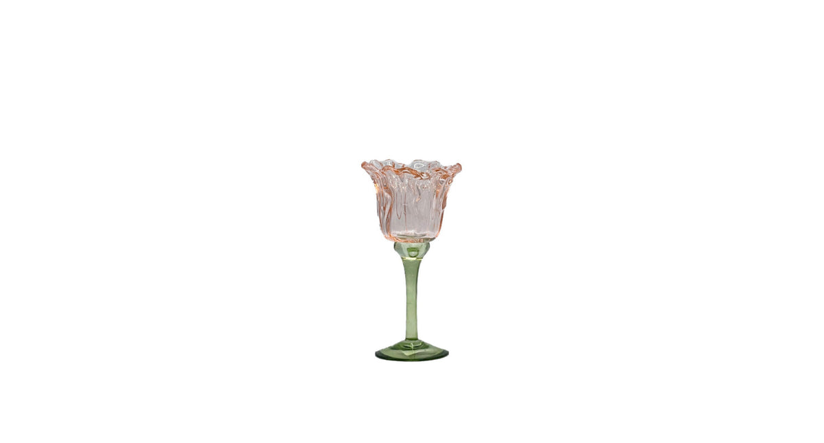 Tealight holder flor d9 h20cm light pink