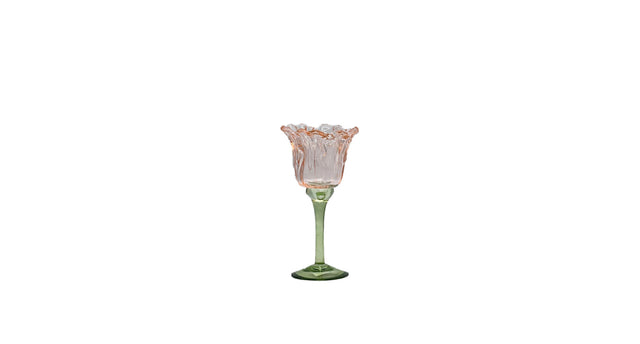 Tealight holder flor d9 h20cm light pink