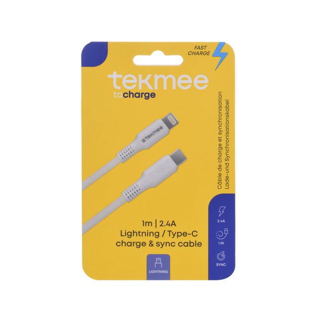 Tekmee oplaadkabel fast charge lightning usb-c 1m
