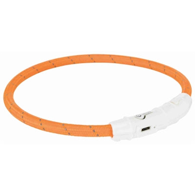 Trixie świecąca obroża dla psa flash USB TPU nylonowa pomarańczowa