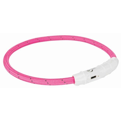 Trixie świecąca obroża dla psa flash USB TPU nylonowa różowa